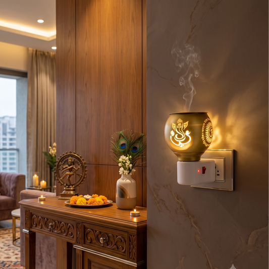 Electric Kapoor Burner with Ganesha & Om | Night Lamp that Removes Negativity